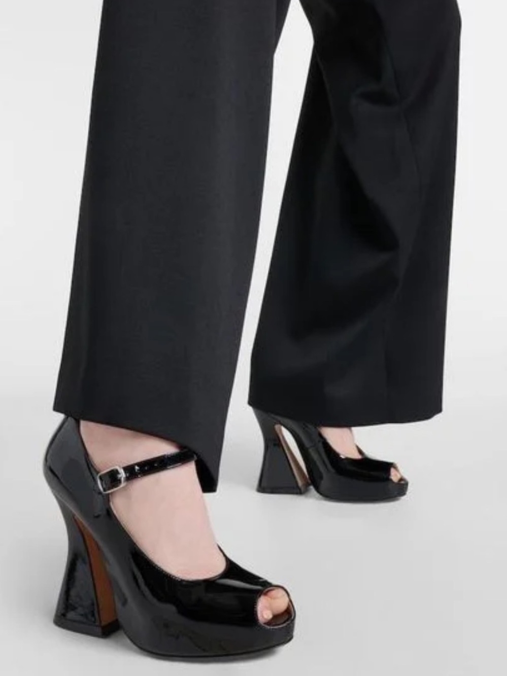 MAISON MARGIELA  Patent Peep-Toe Mary Jane Platform Heels